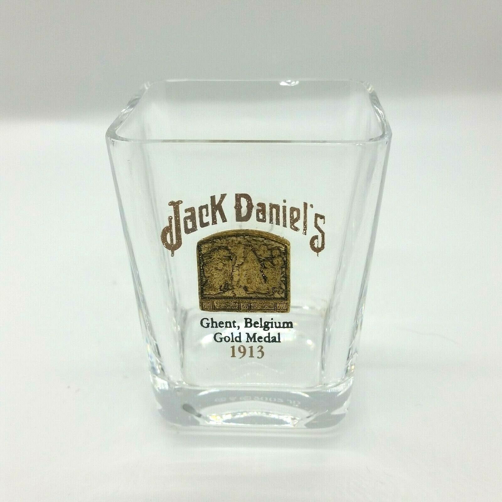 Jack Daniels Legends Square Shot Glass 1913 Ghent Belgium Gold Medal Collectable - $19.32
