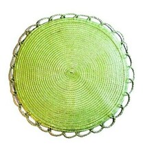 Green Woven Placemats 2-Pc Trivet Round Nylon Tabletop Kitchen Vintage 1... - $279.18 MXN