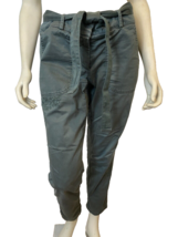 Loft Army Green Cotton Twill Flat Front Embroidered Crop Pants Women's 4  - $12.34