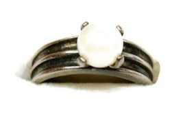 sz 6 1/2 Real Pearl Cocktail Women Ring Sterling Silver 925 Patina 4.72g - £35.02 GBP