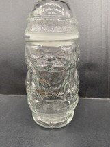 Vintage Glass Santa Claus Canister Jar Christmas St. Nick Candy Cookie Nuts - £12.38 GBP