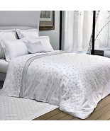 Yves Delorme Neige Snowflakes King Flat Sheet Silver Medallion Embroider... - $155.00