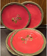 Tracy Porter Salad Plates (4) Red Octavia Hill Collection 8&quot; Stoneware - £30.90 GBP