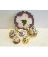 Adorable Vintage Collectible Purple and Yellow Pansy Flower Mini Resin T... - $335.94 MXN