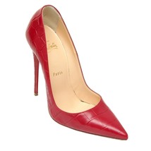 Christian Louboutin So Kate 120 Red Pink Faux Croc Leather Pump Pointed Toe 38 - £360.70 GBP