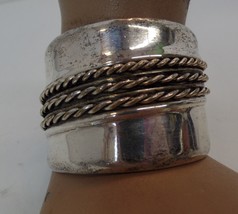 Unbranded Wide Silvertone Wrapped Wire Adjustable Cuff Bracelet - £15.64 GBP