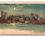 North River Skyline Night View New York Citty Hearst Newspaper UDB Postc... - £3.99 GBP