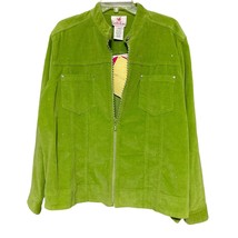 Quacker Factory Womens Corduroy Jacket Green Large  Zipper Front Pockets NWT - £25.60 GBP