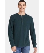 Men&#39;s Large Long Sleeve Textured Henley in Mountain Spruce - $23.36 CAD