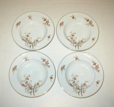 NORITAKE china Brenda 3064 Set of 4 Soup Cereal Bowls 8&quot; Gold Rim Floral EUC - £31.58 GBP