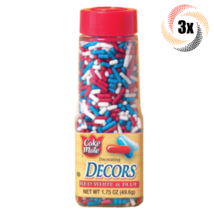 3x Shakers Cake Mate Decorating Decors Red White &amp; Blue Colors | 1.75oz - £12.46 GBP