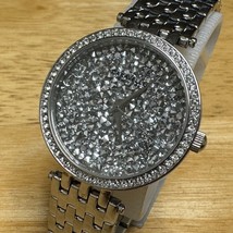 Caravelle-Bulova Quartz Watch 43L160 Unisex Bling Silver Steel New Battery 7.5&quot; - $32.29