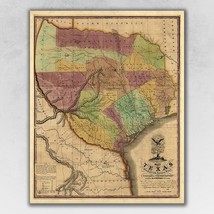 24&quot; X 30&quot; Texas And Surroundings C1837 Vintage Map Poster Wall Art - $67.99