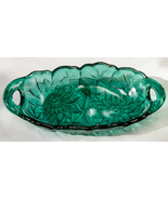Indiana Glass Deep Green Sunflower Oval Relish Nut Candy Serving Dish - $8.20 CAD