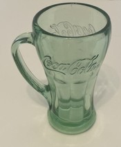 Coca Cola Logo Green Thick Heavy Glass Mug with Handle 14oz Libbey Glass - £13.88 GBP