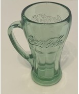 Coca Cola Logo Green Thick Heavy Glass Mug with Handle 14oz Libbey Glass - £13.14 GBP