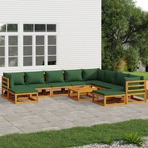  Garden Lounge Set Green Solid Acacia Wood, Fabric (100% polyester) - $2,063.17 CAD
