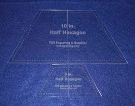 Half Hexagon Quilt Templates. 5" & 10" - Clear w/ Center Guideline 1/8" - £26.86 GBP