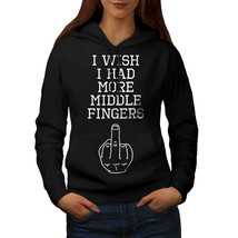 Wellcoda More Middle Fingers Womens Hoodie, F You Casual Hooded Sweatshirt - £29.06 GBP