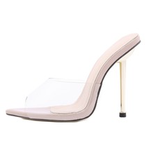 2021New summer transparent PVC sandals women high heels peep toe sexy metal heel - £40.19 GBP