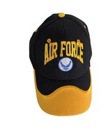 United States Air Force USAF Wings Baseball Hat Ball Cap Black Gold Wind... - $26.35 CAD