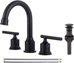 Wowow 2 Handle Bathroom Faucet Matte Black Bathroom Sink Faucet Widespread - $77.99