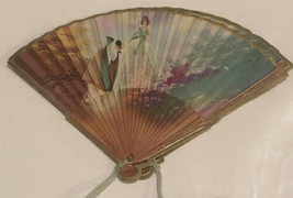 vintage Tally Card Woman On Fan Box2 - £10.37 GBP