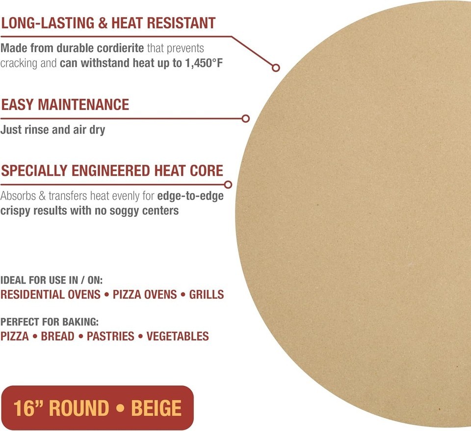 Premium 16-Inch Round Pizza Stone with Even Heat Distribution for Perfect Baking Item image 4