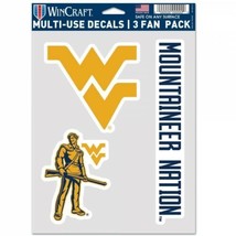 3.5&quot; west virginia mountaineers ncaa college team logo fan 3 pack sticker decals - £15.63 GBP