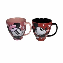 Disney Store Mickey Minnie Mugs Red Pink Small Sketch Polka Dots Authentic - £18.87 GBP