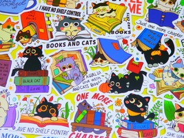 Cats and Books Stickers Pack, 60 PCS a pack, Waterproof, Reusable, Very ... - $9.54 CAD