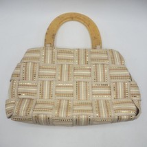 Vintage M&amp;G Bertini Woven Tote Handbag Plastic Handle made in Italy - $59.38