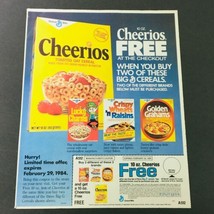 VTG Retro 1984 General Mills Cheerios Toasted Oat Cereal &amp; Lucky Charm Ad Coupon - £15.22 GBP