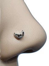 925 Silver Nose Stud Goddess Crescent Moon 22g (0.6mm) L Bendable Straight Stud - £4.85 GBP