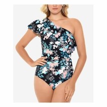 $99 SWIM SOLUTIONS Tropical Stretch Slimming Fixed Cups Full Cover One Piece 18 - £25.87 GBP