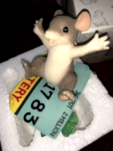 Fitz &amp; Floyd Charming Tails I&#39;m A Winner Mouse On Lottery Ticket Figurin... - $21.66