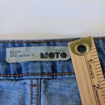 Topshop Moto RN#125149 Women's Blue Denim Frayed Mini Skirt Size 8 Waist 28" image 3