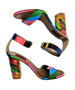 Valentino Garavani 1973 Rainbow Chevron Sandals EU 38 / US 8 Block Heels... - $15,667.62 MXN