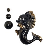 Freeman McFarlin Fish Bubbles Wall Pocket Black Gold Mermaid Bath Decor ... - £58.97 GBP