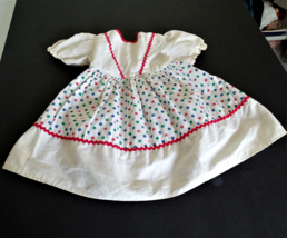 Vintage White Dress w/Color Polka Dots for Large Size Doll Saucy etc. - $18.99
