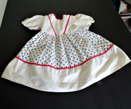 Vintage White Dress w/Color Polka Dots for Large Size Doll Saucy etc. - £15.18 GBP