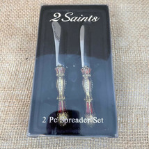️2 Saints Bejeweled Ornate Royal Butter Spreader Knife Set (2) - £22.57 GBP