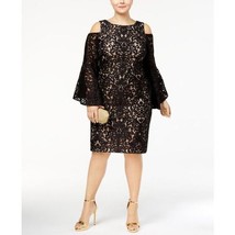 Xscape Lace Cold Shoulder Bell Sleeve Dress Black 16W - $89.00