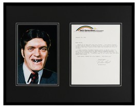 Richard Kiel Signed Framed 16x20 Photo &amp; 1991 Letter Display JSA James Bond Jaws - £197.37 GBP