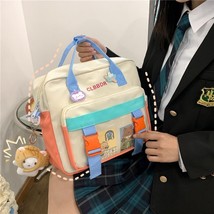 Kawaii Panelled Candy Color School Bag Women Lovely Small Waterproof Backpa Teen - £31.91 GBP