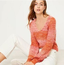 New Ann Taylor LOFT Space Dye Red V-neck Long Sleeve Soft Sweater M - £23.97 GBP