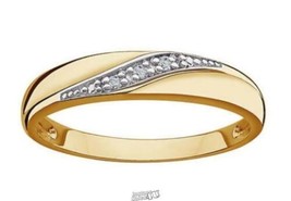 14K Gold-Plated Sterling Silver Diamond Wedding Band Gold 6 - £60.74 GBP