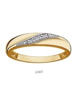 14K Gold-Plated Sterling Silver Diamond Wedding Band Gold 6 - £59.69 GBP