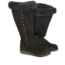 Bearpaw Dorothy Black size 9 faux fur trim studded boots - $50.00