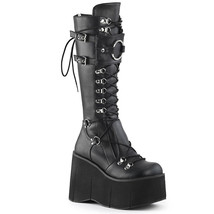 DEMONIA KERA-200  Women&#39;s  4 &quot;Platform Lace-Up Knee High Boots W/ Shield Boots - £91.67 GBP